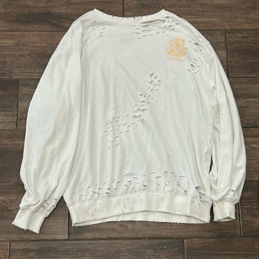 Lightly worn long sleeve distressed shirt